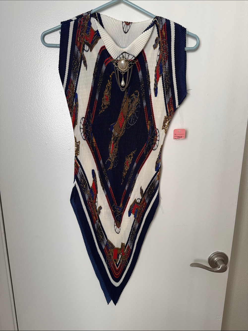 Navy & Cream Western-Inspired Pointed Hem Top